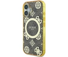 Guess IML Peony On 4G Background MagSafe Apple iPhone 16 Case – dėklas telefonui rudos spalvos