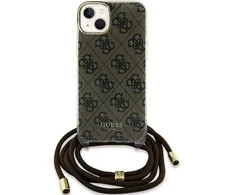 Apple iPhone 13 / 14 / 15 Guess dėklas Crossbody Cord 4G Print (GUHCP15SHC4SEW) rudos spalvos