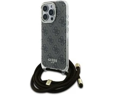 Guess GUHCP16LHC4SEW Apple iPhone 16 Pro 6.3" dėklas telefonui rudos spalvos Crossbody Cord 4G Print