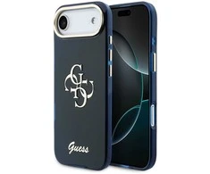 Guess IML 4G Script Metal Logo dėklas skirtas iPhone Air Mėlyna