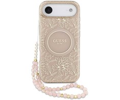 Guess IML Flowers Allover Strap MagSafe dėklas skirtas Apple iPhone Air rožinės spalvos
