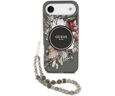 Guess IML Flowers Strap MagSafe dėklas skirtas Apple iPhone Air juodos spalvos