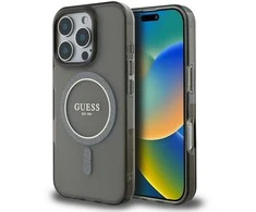 Guess IML Glitter Ring MagSafe Apple iPhone 16 Pro Max dėklas telefonui juodos spalvos