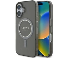 Guess IML Glitter Circle MagSafe Apple iPhone 16 - dėklas telefonui juodos spalvos