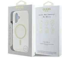 Guess IML Glitter Ring MagSafe Apple iPhone 16 dėklas telefonui skaidrus