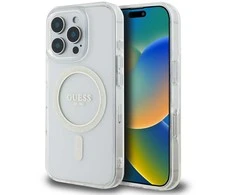 Guess IML Glitter Ring MagSafe Apple iPhone 16 Pro Max dėklas telefonui skaidrus