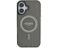Guess IML Glitter Circle MagSafe Apple iPhone 16 - dėklas telefonui juodos spalvos