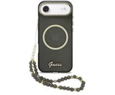Guess IML Glitter Script Strap MagSafe dėklas skirtas iPhone Air Juodas