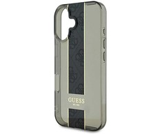 Guess IML Middle 4G Stripe Apple iPhone 16 dėklas telefonui juodos spalvos