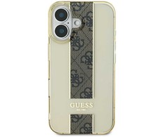 Guess IML Middle 4G Stripe Apple iPhone 16 dėklas telefonui rudos spalvos