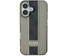 Guess IML Middle 4G Stripe Apple iPhone 16 dėklas telefonui juodos spalvos