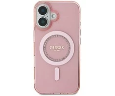 Guess IML Rhinestones MagSafe Apple iPhone 16 - dėklas telefonui rožinės spalvos