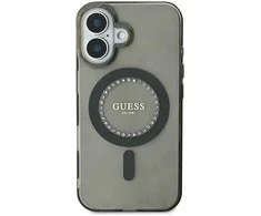 Guess IML Rhinestones MagSafe Apple iPhone 16 – dėklas telefonui juodos spalvos