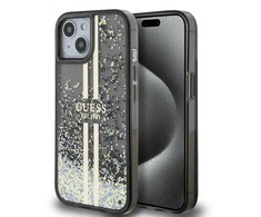 Dėklas GUESS GUHCP15SLFCSEGK IPHONE 15/14/13 6.1 "Juodas / Juodas HARDCASE LIQUID GLITTER GOLD STRIPES