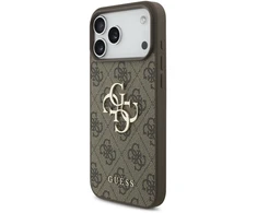 Guess PU 4G metalinis logotipo dėklas, skirtas „iPhone 18 Pro“, rudas