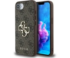Guess PU 4G Metal Logo Apple iPhone 16e dėklas telefonui rudos spalvos