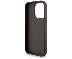 Guess PU 4G Metal Logo Strap dėklas skirtas Apple iPhone 15 Pro Max rudos spalvos