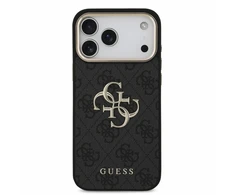 Guess PU 4G Metal Logo Strap Dėklas iPhone 18 Pro Max Juodas