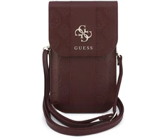 Guess PU 4G Peony Stripe Metal Logo telefono krepšys, bordo spalvos
