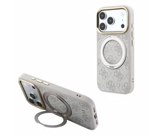 Guess PU 4G Ring Stand MagSafe dėklas skirtas iPhone 18 Pro rožinės spalvos