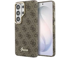 Guess PU 4G Script Metal Logo Magnetic dėklas skirtas Samsung Galaxy S26 Ultra Brown