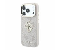 Dėklas Guess PU 4G Strass Metal Logo Case for iPhone 18 Pro Max Rožinė