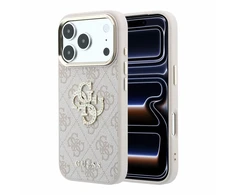 Dėklas Guess PU 4G Strass Metal Logo Case for iPhone 18 Pro Max Rožinė