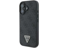 Guess GUHCP16SP4TDSCPK Apple iPhone 16 6.1″ juodos spalvos kietas dėklas Leather Metal Logo Strass Crossbody