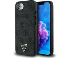 GUESS dėklas skirtas Apple iPhone 16e (SE 4 2025) compatible with MagSafe GUHMPSE4P4TDPK (PU 4G Triangle Logo) juodos spalvos