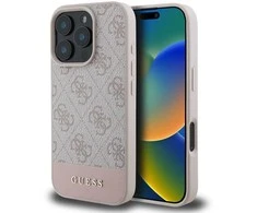 Guess 4G Bottom Stripe Apple iPhone 16 Pro – dėklas telefonui rožinės spalvos