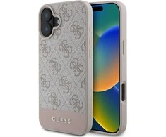 Guess GUHCP16SG4GLPI Apple iPhone 16 6.1″ rožinės spalvos harddėklas 4G Bottom Stripe
