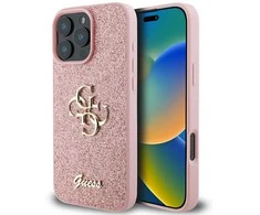 Guess Fixed Glitter Big 4G Apple iPhone 16 Pro – dėklas telefonui rožinės spalvos