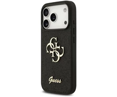Dėklas Guess PU Fixed Glitter 4G Metal Logo Case for iPhone 18 Pro Juodas