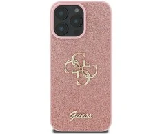 Guess Fixed Glitter Big 4G Apple iPhone 16 Pro – dėklas telefonui rožinės spalvos