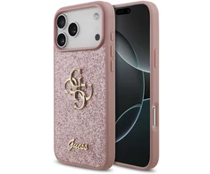 Dėklas Guess PU Fixed Glitter 4G Metal Logo Case for iPhone 18 Pro Max Rožinė