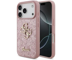 Dėklas Guess PU Fixed Glitter 4G Metal Logo Case for iPhone 18 Pro Rožinė