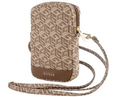 Guess krepšys su užtrauktuku GCube Bottom Stripe (GUWBZPGCSPGW) rudos spalvos