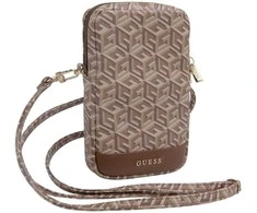 Guess krepšys su užtrauktuku GCube Bottom Stripe (GUWBZPGCSPGW) rudos spalvos