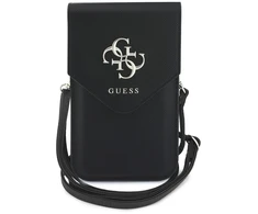 Dėklas Guess PU Grained 4G Metal Logo telefono krepšys, juodas