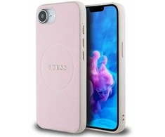 Guess PU Grained Classic Logo MagSafe Apple iPhone 16e dėklas telefonui rožinės spalvos
