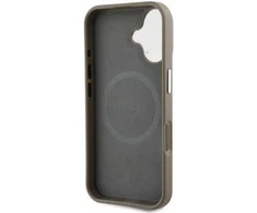 Guess PU Grained Triangle Logo Apple iPhone 16 dėklas telefonui rudos spalvos