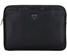 Guess PU Grained Triangle Logo dėklas nešiojamam kompiuteriui 14" juodos spalvos