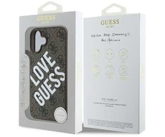 Guess PU Leather 4G Big Love Logo MagSafe Apple iPhone 16 dėklas telefonui rudos spalvos