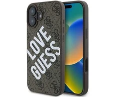 Guess PU Leather 4G Big Love Logo MagSafe Apple iPhone 16 dėklas telefonui rudos spalvos