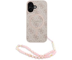 Guess PU Leather 4G Colored Ring Strap MagSafe dėklas skirtas Apple iPhone 16 rožinės spalvos