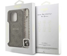Guess PU Leather 4G Colored Ring Strap MagSafe dėklas skirtas Apple iPhone 16 Pro Max rudos spalvos