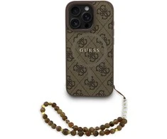 Guess PU Leather 4G Colored Ring Strap MagSafe dėklas skirtas Apple iPhone 16 Pro Max rudos spalvos