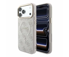 Guess Embossed 4G Classic MagSafe dėklas, skirtas iPhone 18 Pro Max / iPhone 17 Pro Max, rožinės spalvos