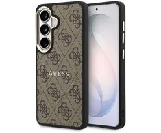 Guess PU Leather 4G Gold Frame Magnetic dėklas skirtas Samsung Galaxy S26 rudos spalvos