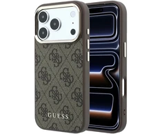 Dėklas Guess PU Leather 4G Gold Frame MagSafe Case for iPhone 18 Pro Max Brown